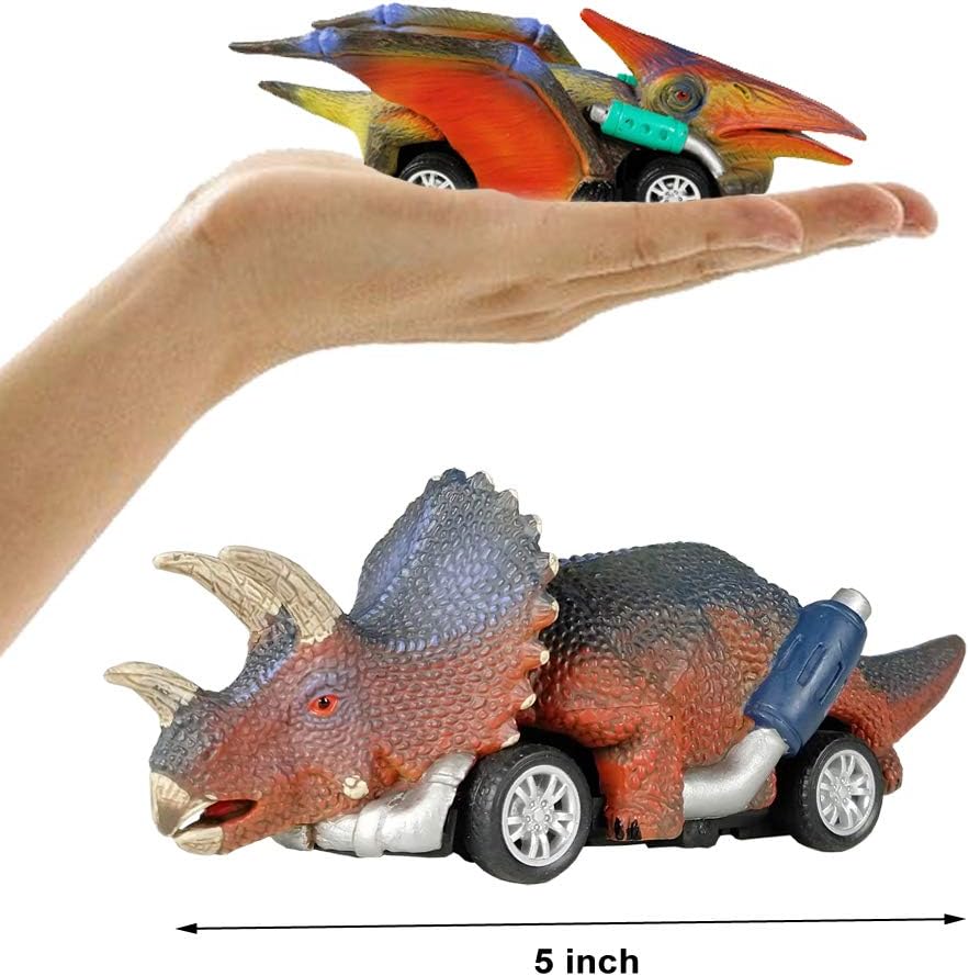 Dinosaur Toy Pull Back Cars,6 Pack Dino Toys for 3 Year Old Boys Girls and Toddlers