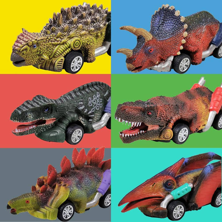 Dinosaur Toy Pull Back Cars,6 Pack Dino Toys for 3 Year Old Boys Girls and Toddlers
