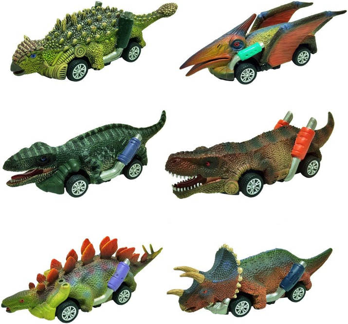 Dinosaur Toy Pull Back Cars,6 Pack Dino Toys for 3 Year Old Boys Girls and Toddlers