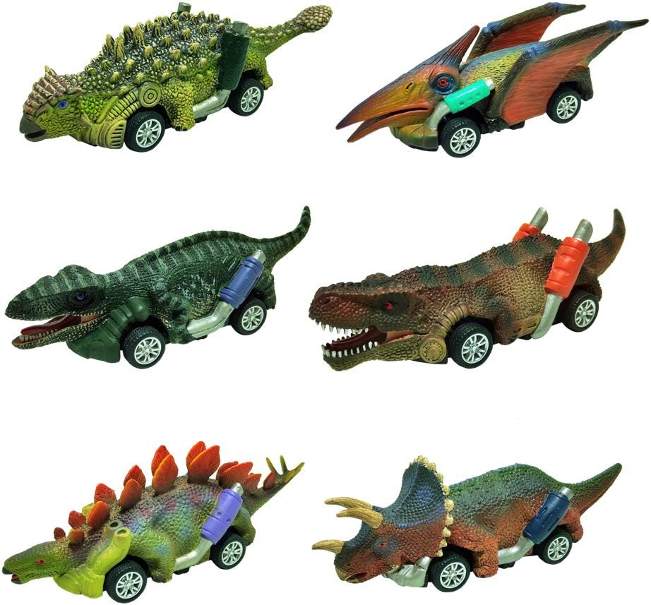 Dinosaur Toy Pull Back Cars,6 Pack Dino Toys for 3 Year Old Boys Girls and Toddlers