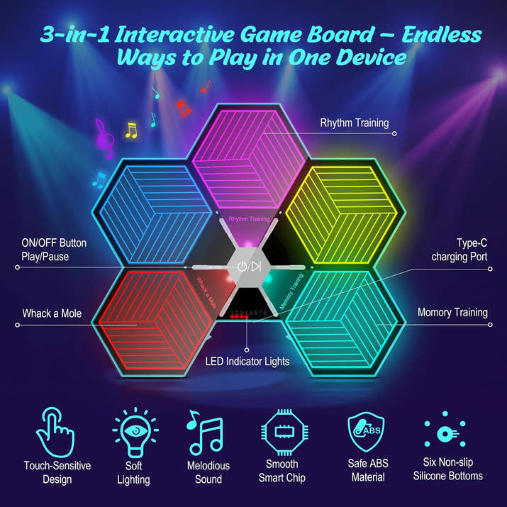 Yeaye Kids Memory and Rhythm Game Board - 3 Fun Modes with 8 Level Challenges
