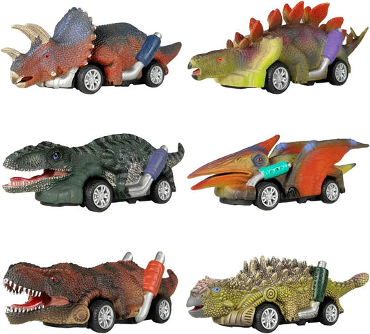 Dinosaur Toy Pull Back Cars,6 Pack Dino Toys for 3 Year Old Boys Girls and Toddlers