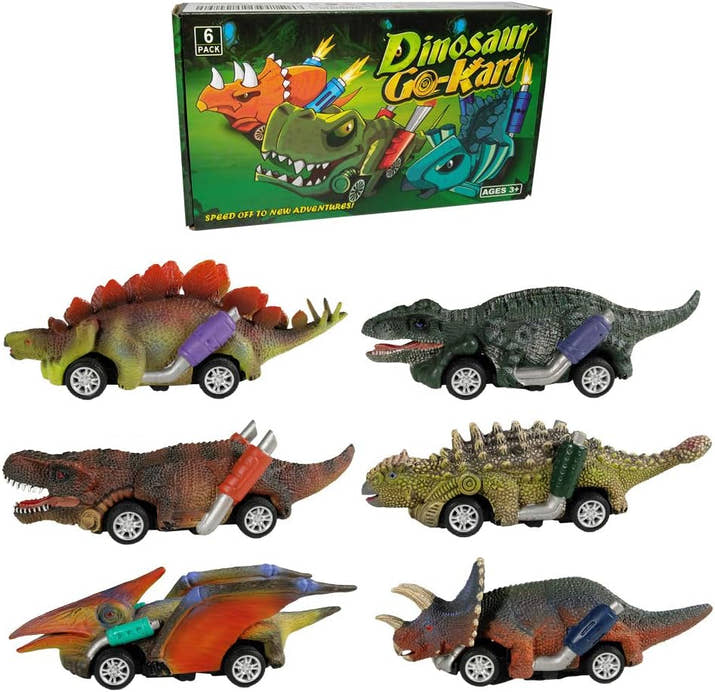 Dinosaur Toy Pull Back Cars,6 Pack Dino Toys for 3 Year Old Boys Girls and Toddlers