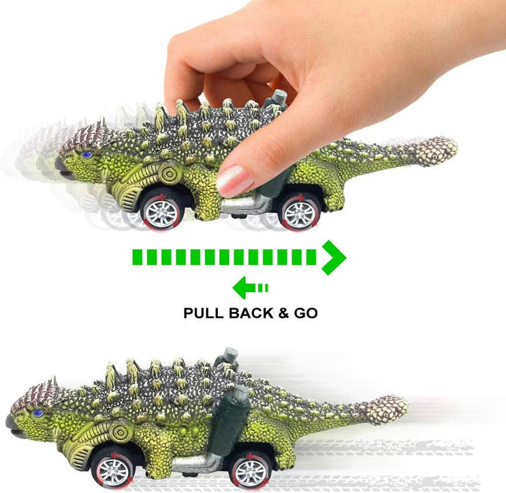 Dinosaur Toy Pull Back Cars,6 Pack Dino Toys for 3 Year Old Boys Girls and Toddlers